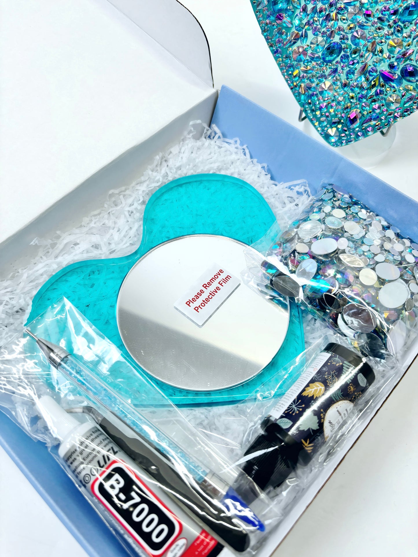 Iridescent Aqua Decorative Mirror Kit