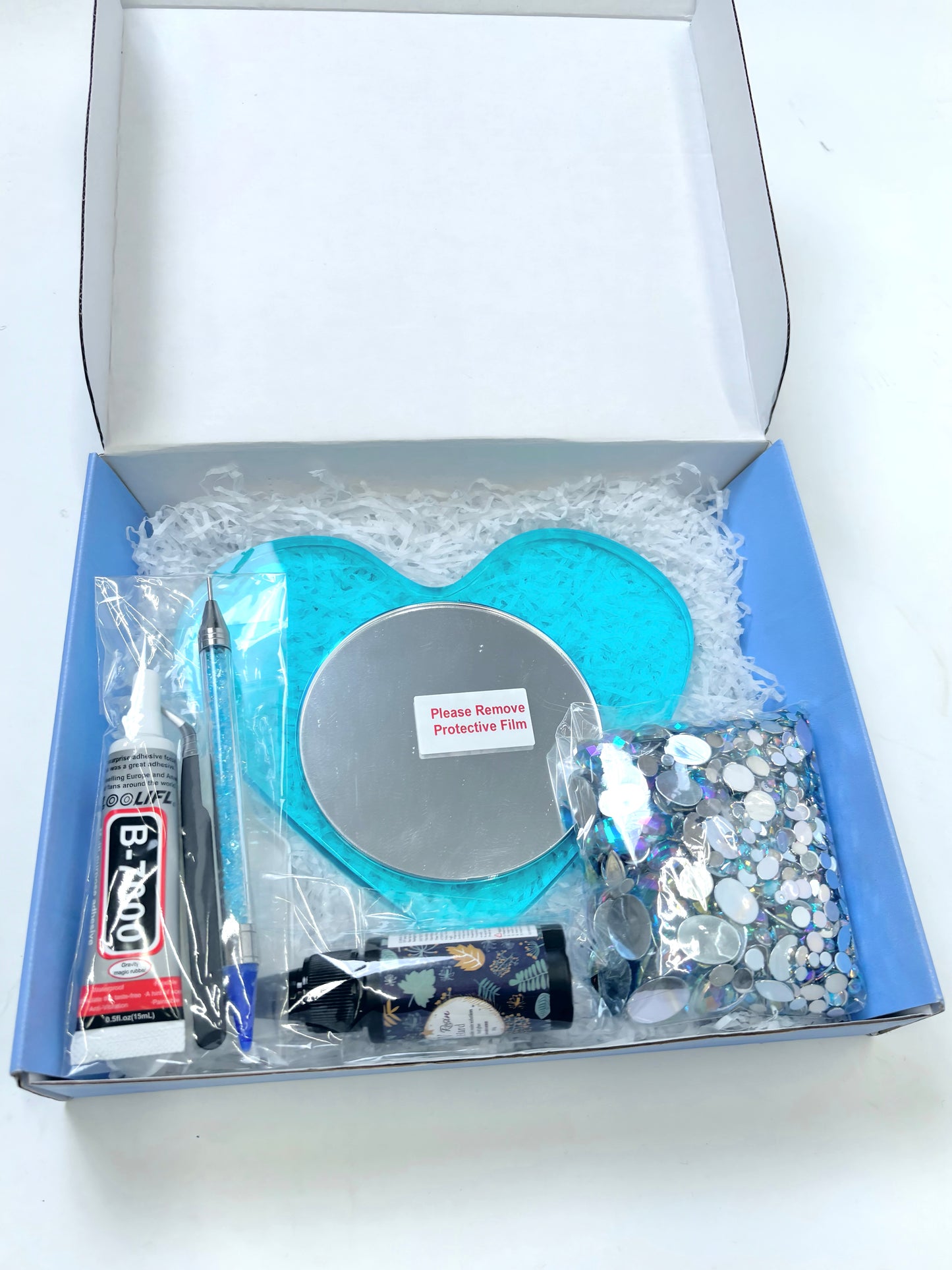 Iridescent Aqua Decorative Mirror Kit